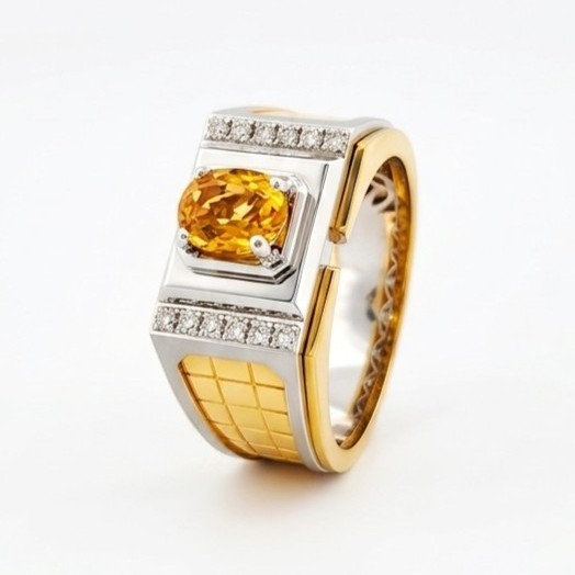 1.19ct Natural Yellow Sapphire Men's Ring