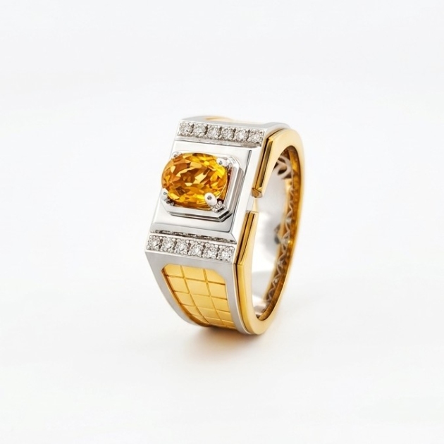 1.19ct Natural Yellow Sapphire Men's Ring
