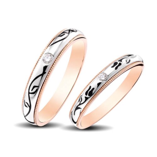 ENAMEL INLAY WEDDING BANDS