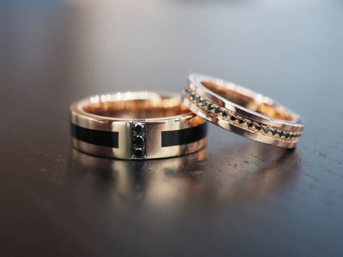 ROSE GOLD BLACK DIAMOND WEDDING BANDS